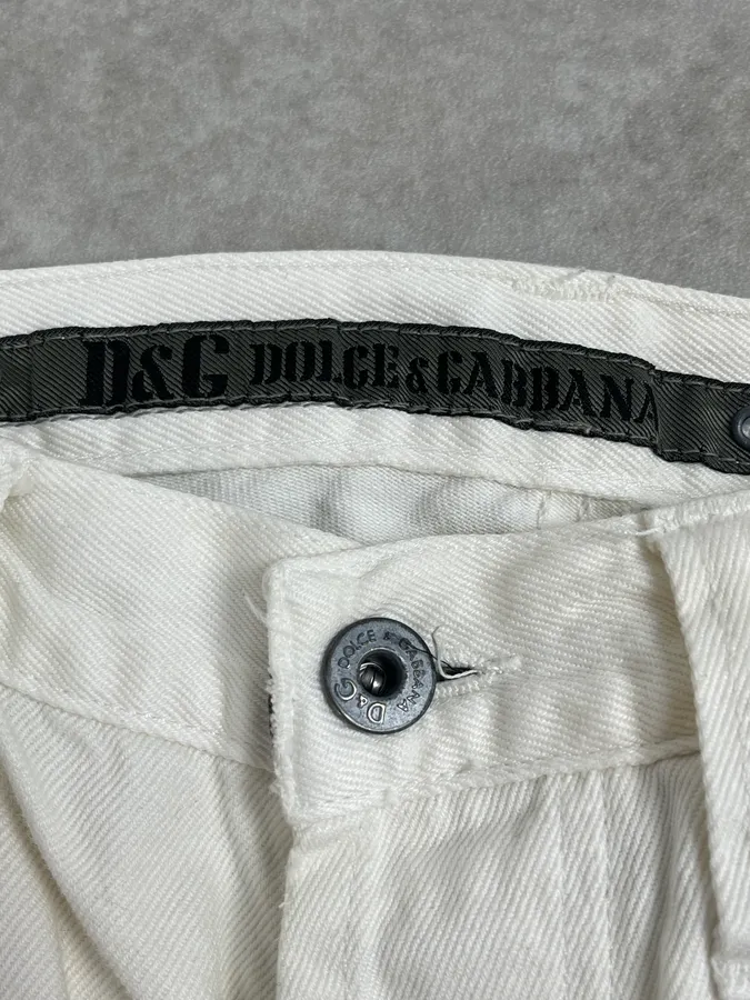 AW2003 Dolce & Gabbana White Distressed Pants - Image 6