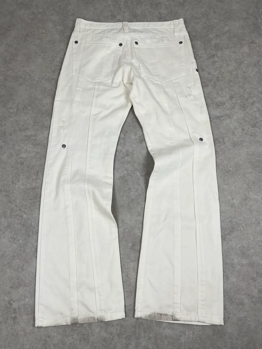 AW2003 Dolce & Gabbana White Distressed Pants - Image 7