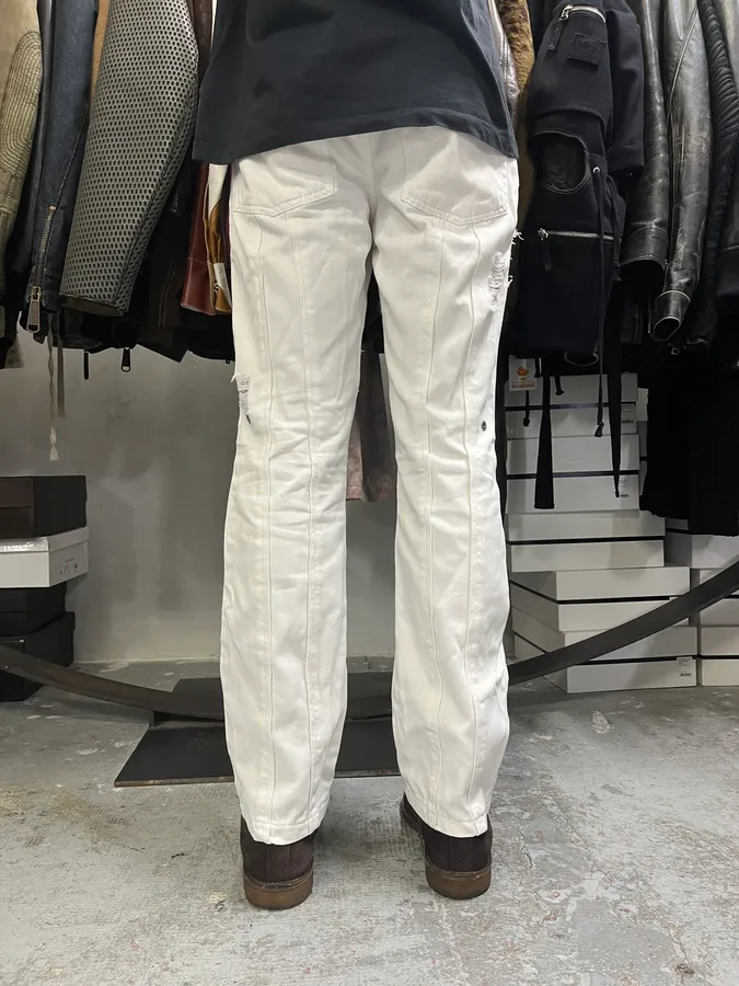 AW2003 Dolce & Gabbana White Distressed Pants - Image 4