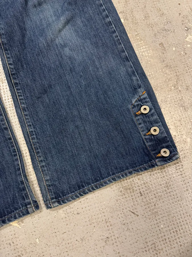 AW2003 Dolce & Gabbana Wide Faded Blue Denim Bootcut Jeans - Image 8