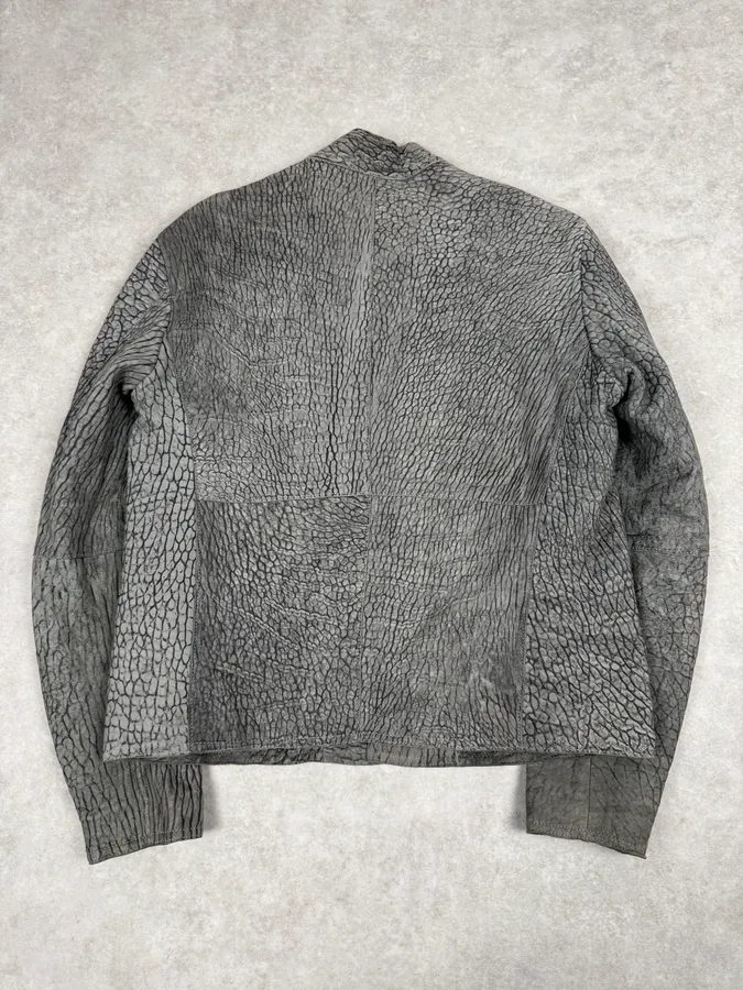 AW2003 Emporio Armani Grey Cracked Effect Leather Jacket - Image 2
