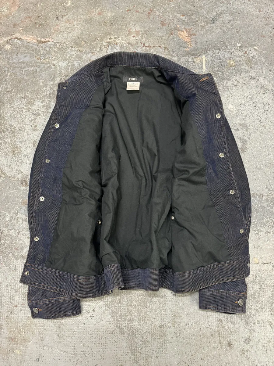 AW2003 Gianfranco Ferré Navy Dark Velvet Jacket - Image 5
