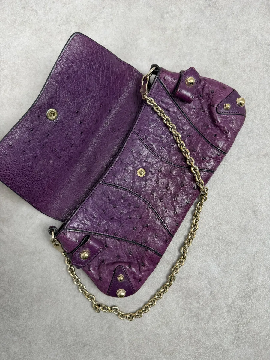 AW2003 Gucci Purple Ostrich Leather Handle Clutch Bag - Image 11