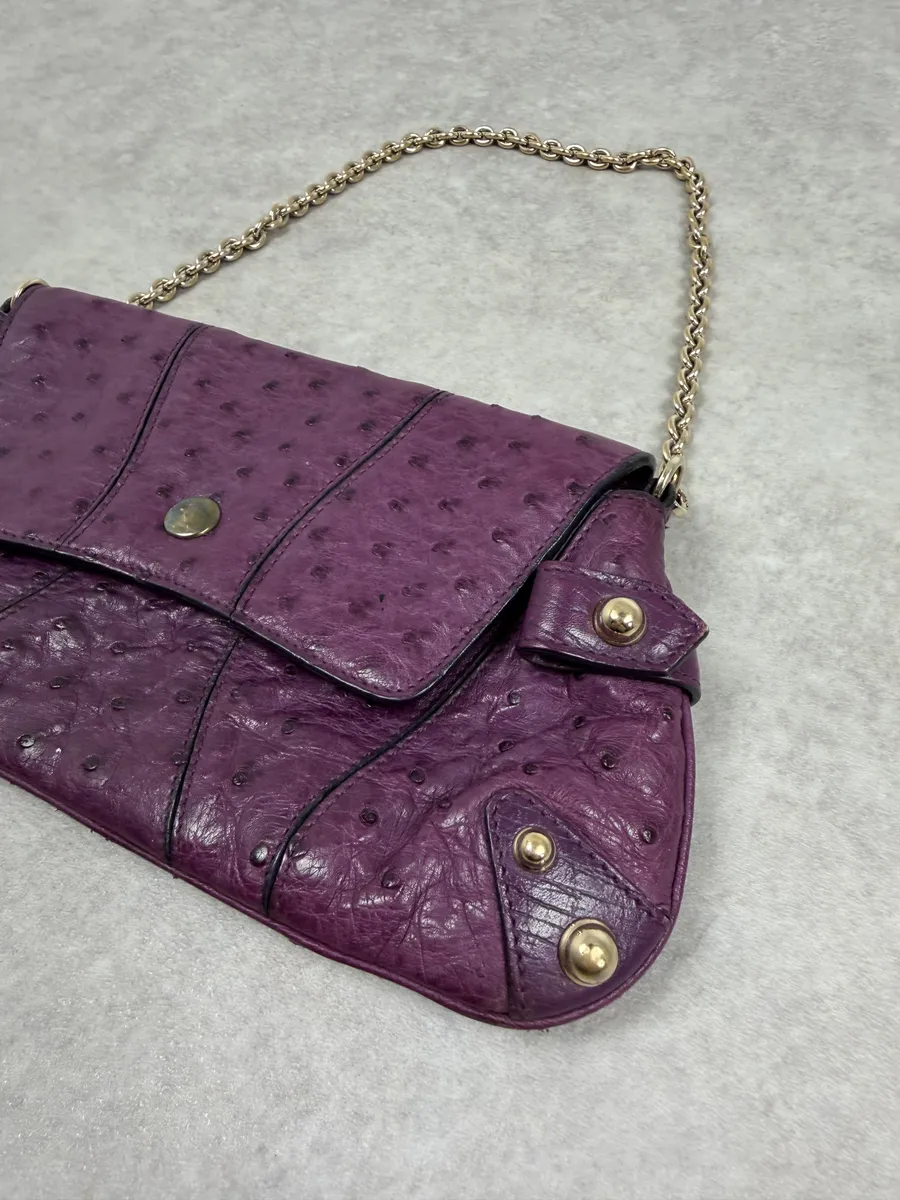 AW2003 Gucci Purple Ostrich Leather Handle Clutch Bag - Image 5