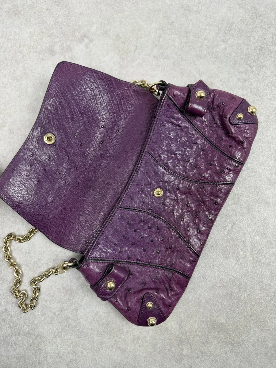 AW2003 Gucci Purple Ostrich Leather Handle Clutch Bag - Image 8