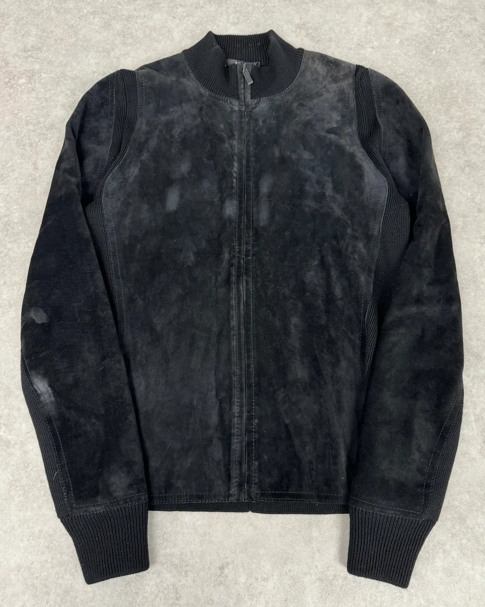 AW2003 Gucci Wool & Suede Hybrid Black Leather Jacket by Tom Ford