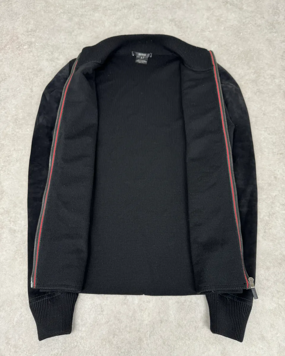 AW2003 Gucci Wool & Suede Hybrid Black Leather Jacket by Tom Ford - Image 10