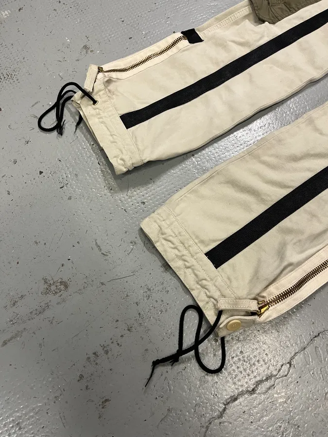 AW2003 Jean Paul Gaultier Bondage Beige Cargo Parachute Pants - Image 7