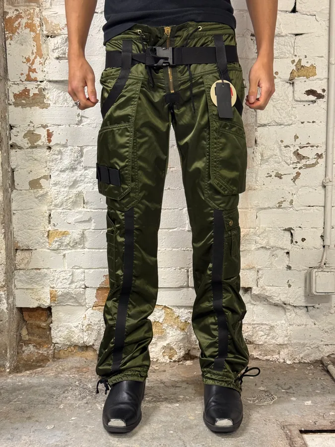 AW2003 Jean Paul Gaultier Bondage Khaki Cargo Parachute Nylon Pants - Image 2