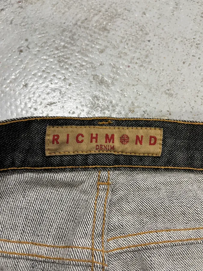 AW2003 Richmond Dark Rich Print Grey Denim Bootcut Jeans - Image 12