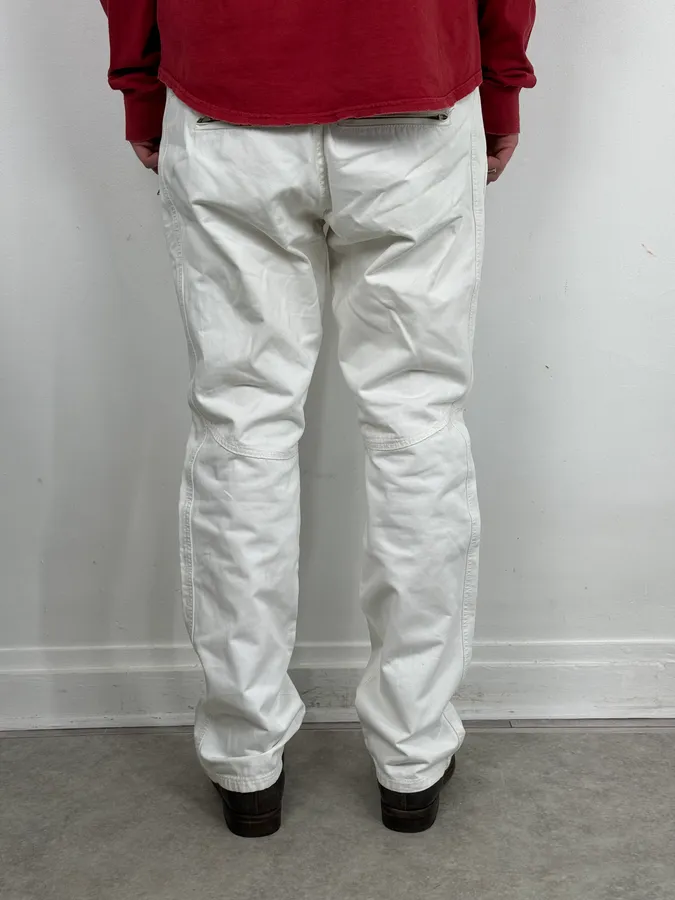AW2003 Roberto Cavalli White Biker Chinos Pants - Image 3