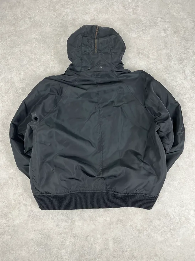 AW2003 Versace Black Fur Zip Hood Aviator Bomber Jacket - Image 7