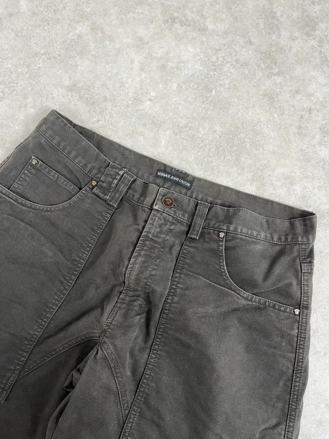 AW2003 Versace Dark Grey Military Cargo Pants - Image 6
