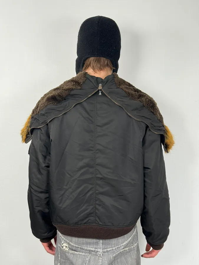 AW2003 Versace Olive Green Aviator Bomber Jacket - Image 3
