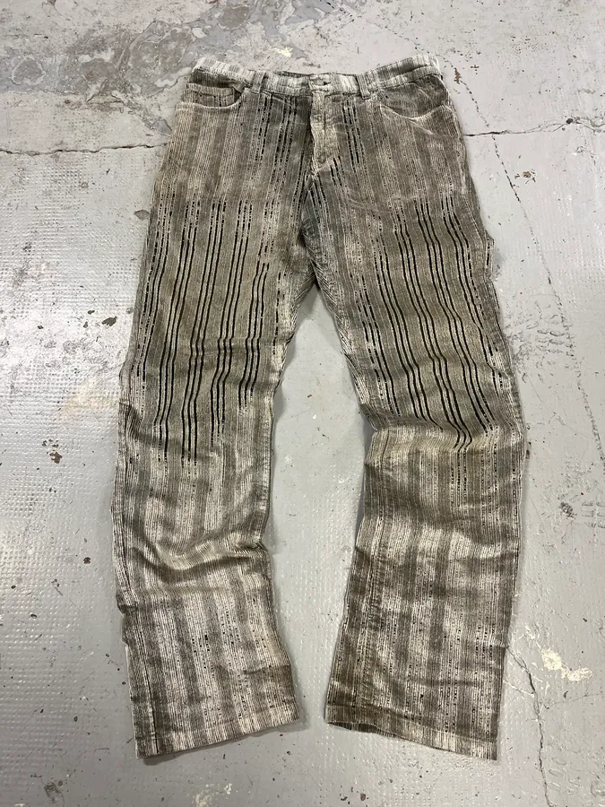 AW2003 Versace Velvet Ribbed Grey Pants