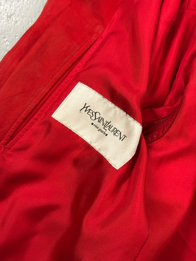 AW2003 Yves Saint Laurent Biker Faded Red Leather Jacket - Image 13