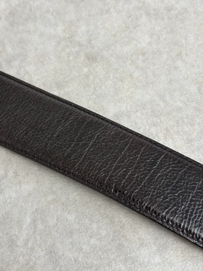 AW2003 Yves Saint Laurent Brown Leather Silver Buckle Belt - Image 6