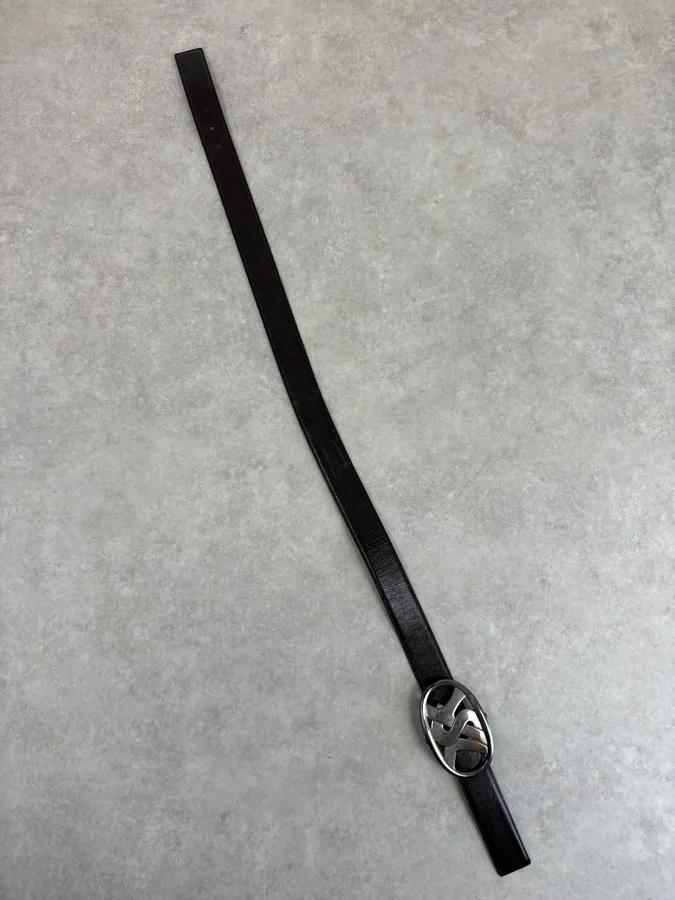 AW2003 Yves Saint Laurent Brown Leather Silver Buckle Belt - Image 7