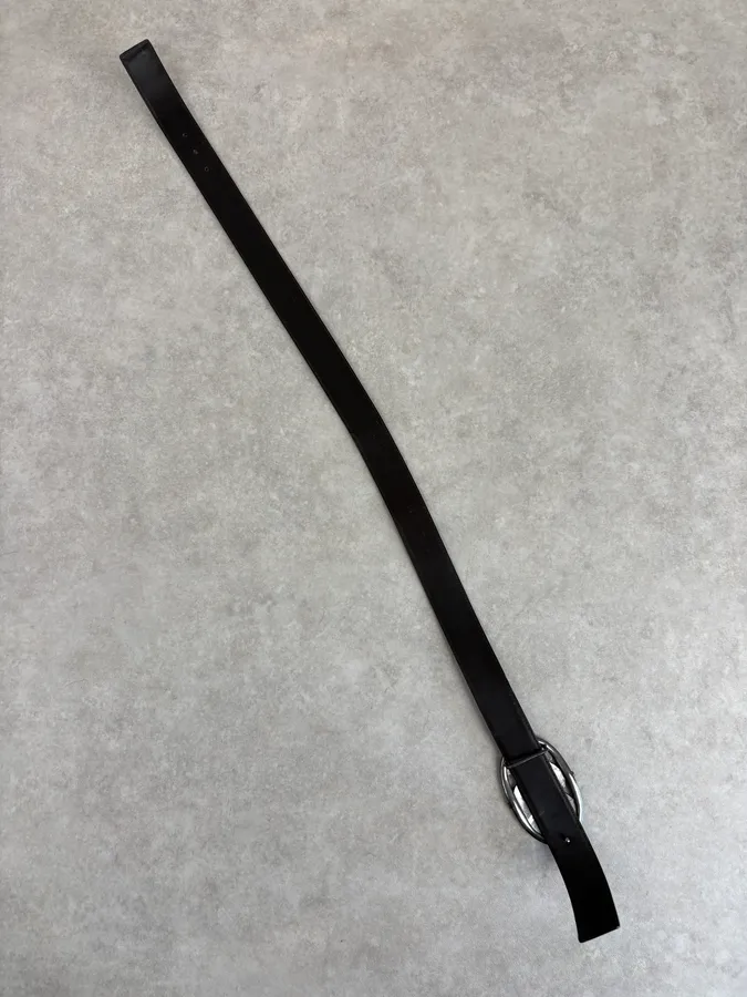 AW2003 Yves Saint Laurent Brown Leather Silver Buckle Belt - Image 8