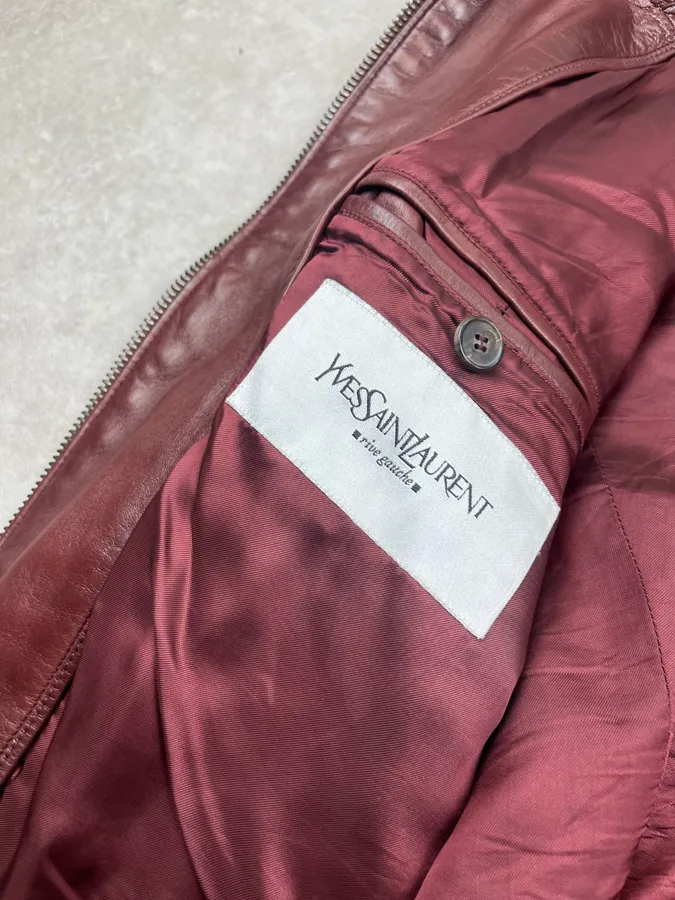 AW2003 Yves Saint Laurent Moto Brown Leather Jacket - Image 13