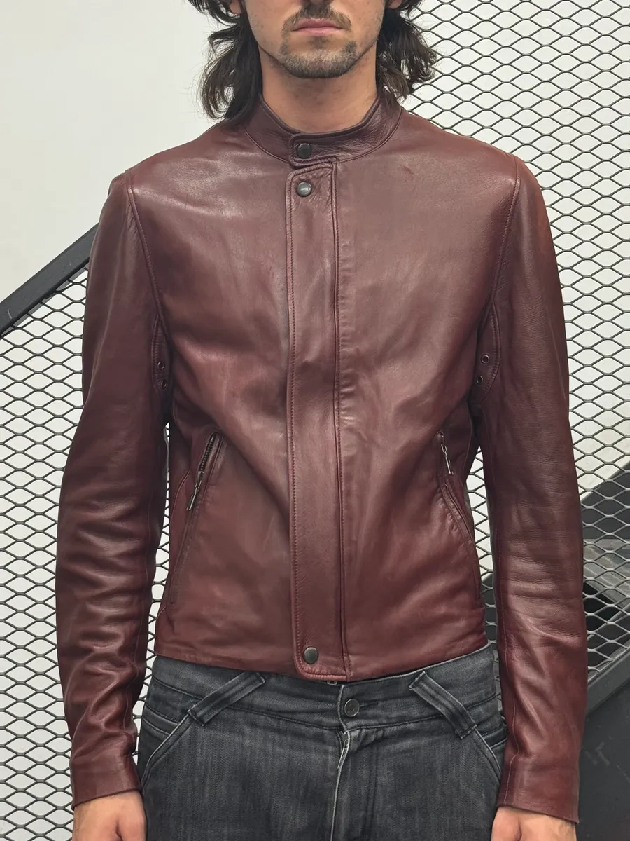 AW2003 Yves Saint Laurent Moto Brown Leather Jacket - Image 2