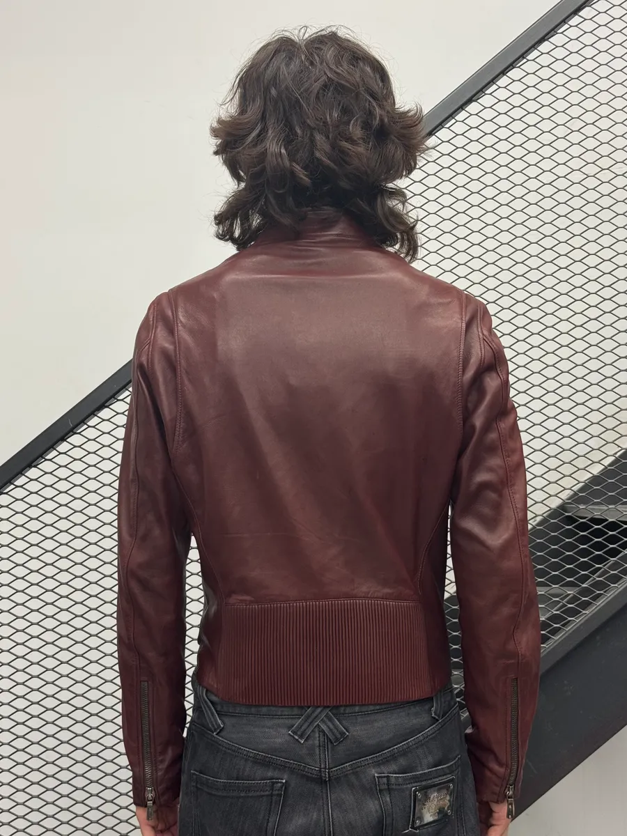 AW2003 Yves Saint Laurent Moto Brown Leather Jacket - Image 3