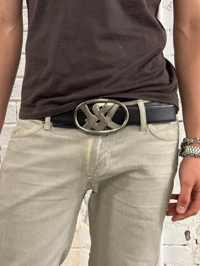 AW2003 Yves Saint Laurent Propaganda Black Leather Belt