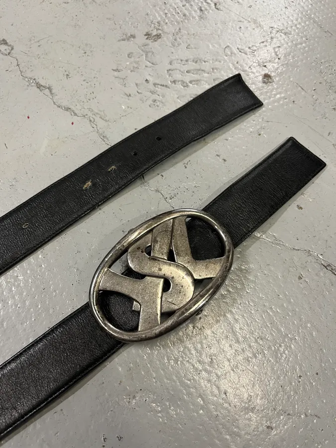 AW2003 Yves Saint Laurent Propaganda Black Leather Belt - Image 5