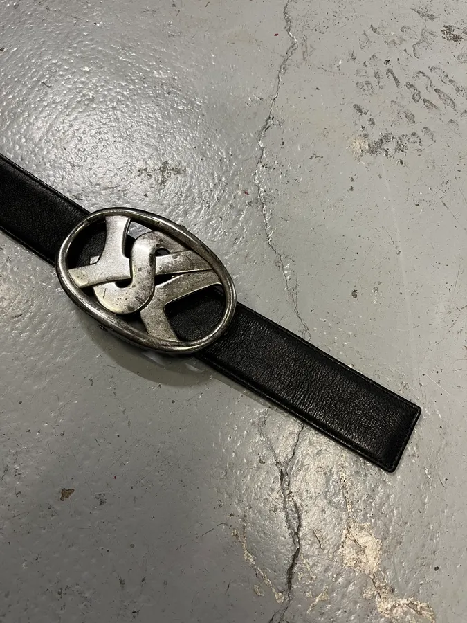 AW2003 Yves Saint Laurent Propaganda Black Leather Belt - Image 6
