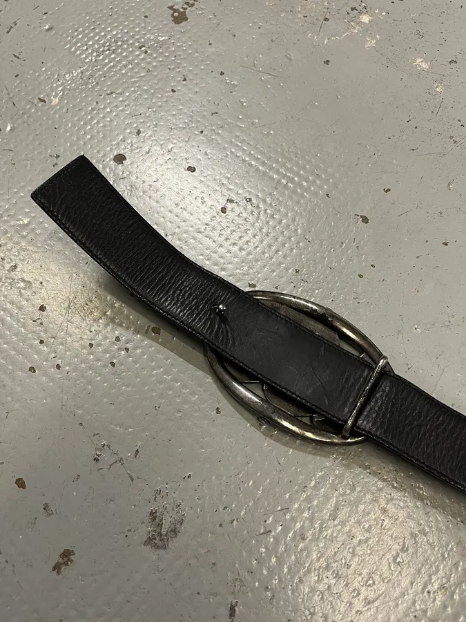AW2003 Yves Saint Laurent Propaganda Black Leather Belt - Image 8