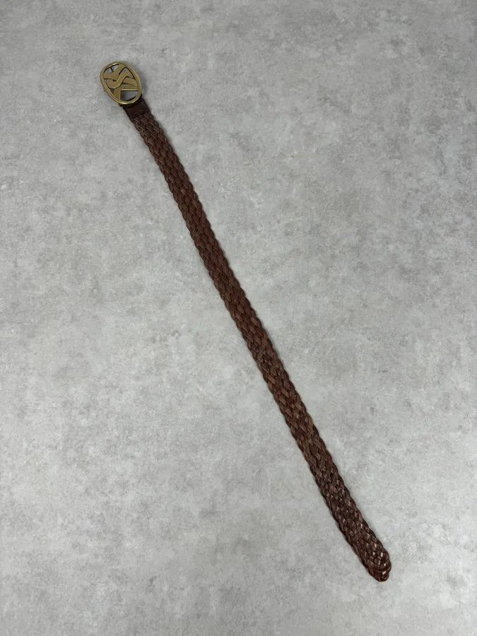 AW2003 Yves Saint Laurent YSL Brown Woven Leather Braided Belt - Image 8