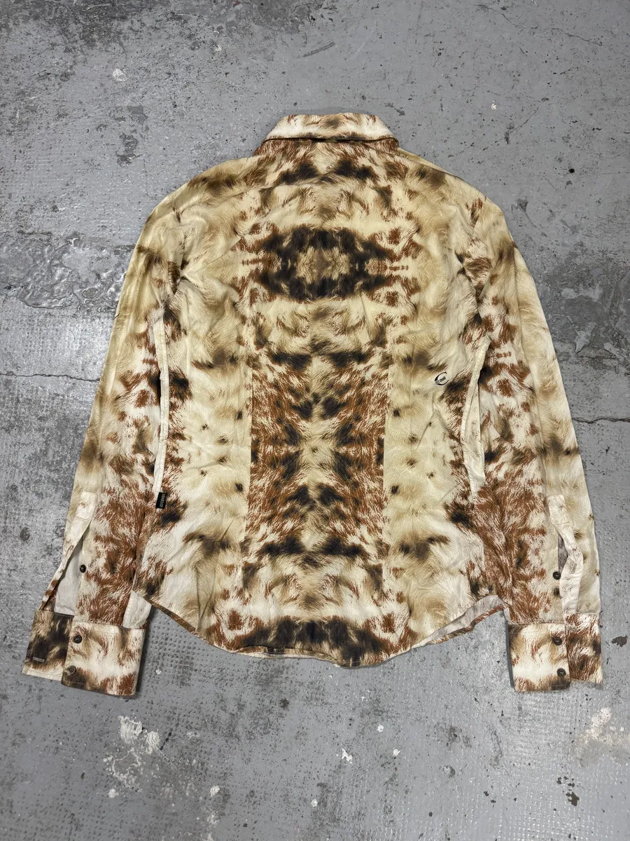 AW2004 Cavalli Brown & Beige Animal Print Fur Effect Shirt - Image 4