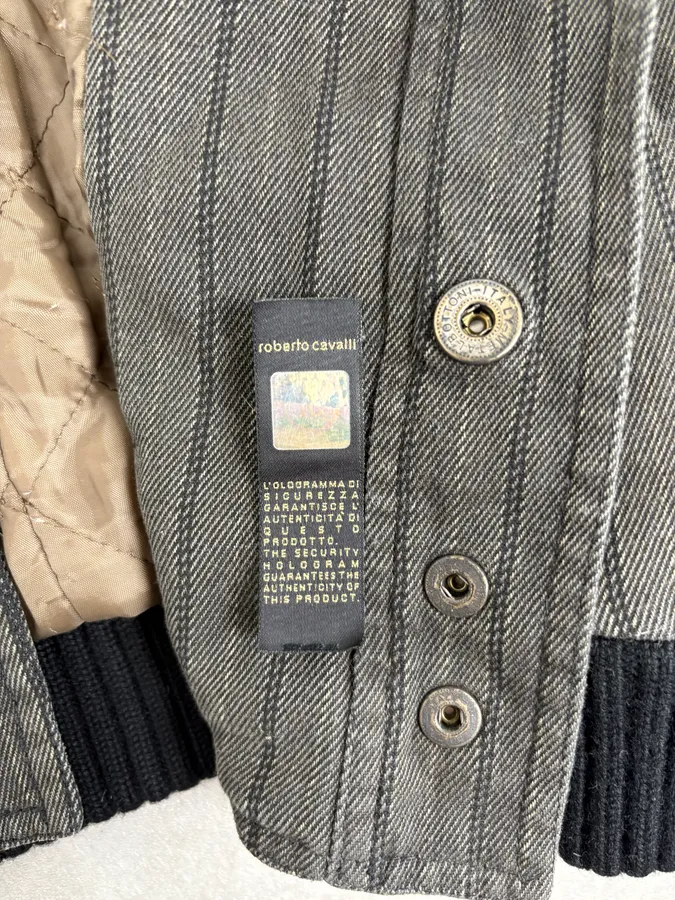 AW2004 Cavalli Grey Lines Bomber Jacket - Image 11