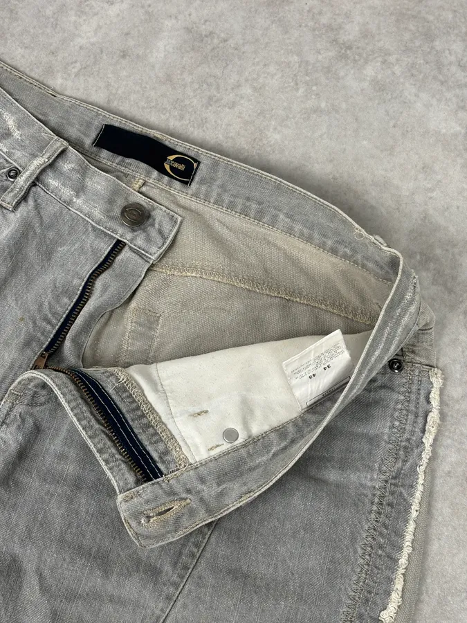 AW2004 Cavalli Grey Two Tone Denim Jeans - Image 12