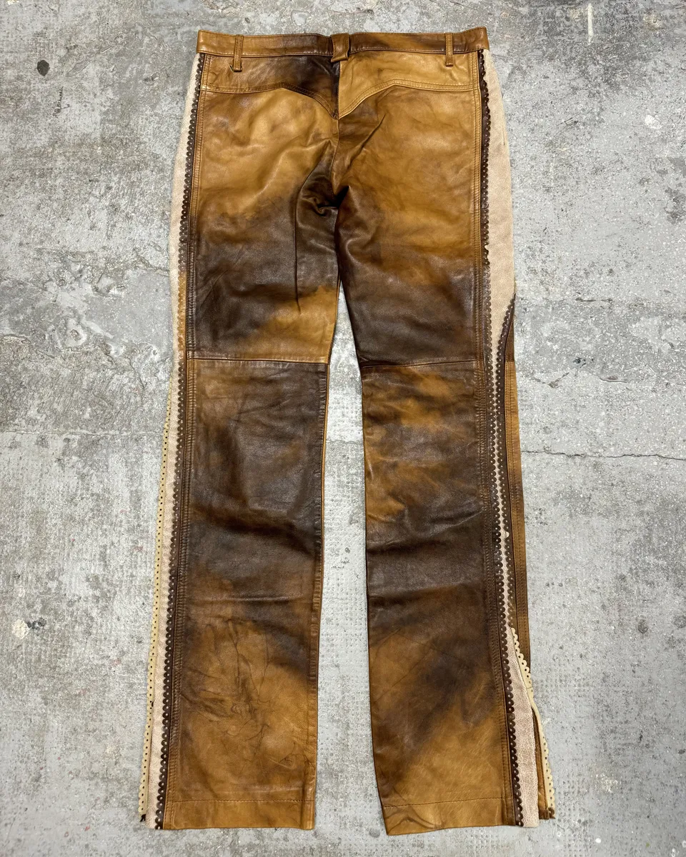 AW2004 Cavalli Marble Cow-Boy Leather Pants - Image 3