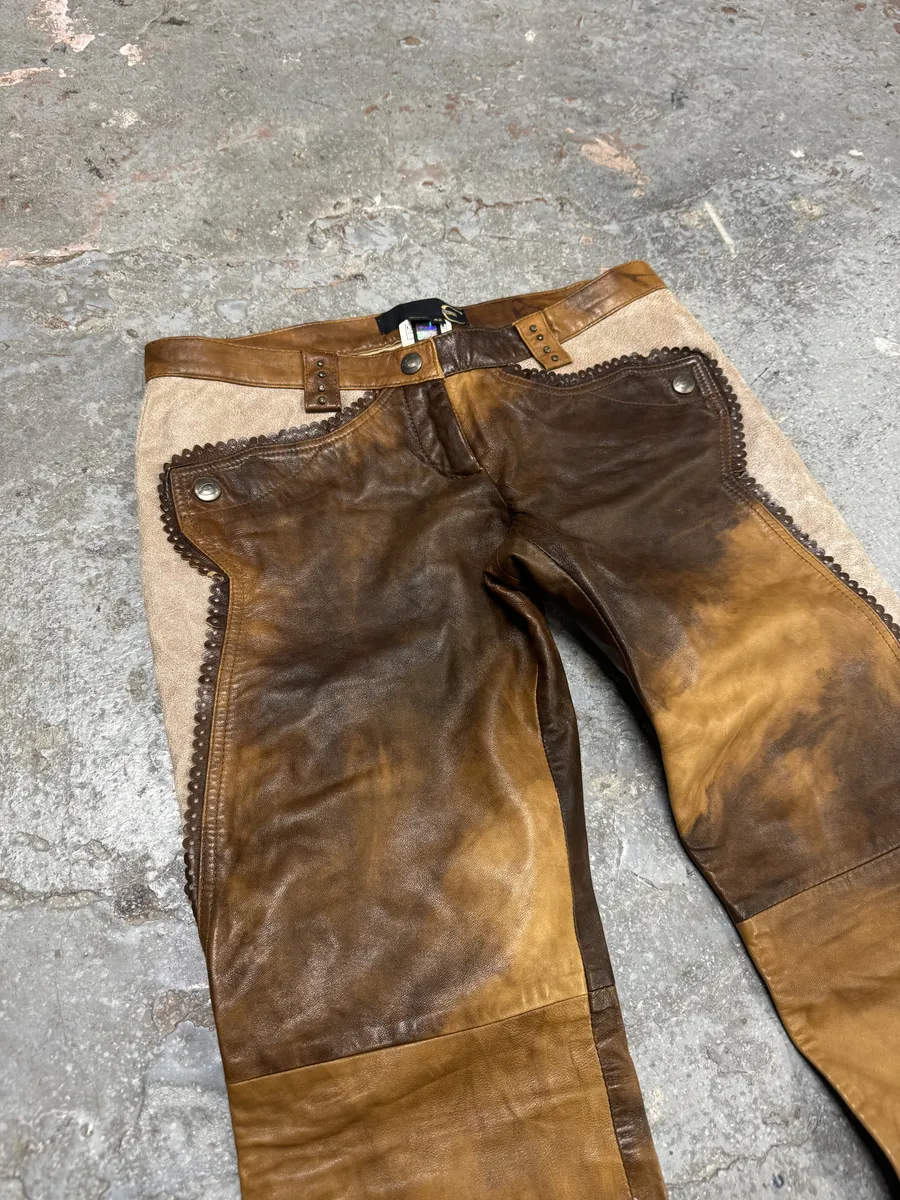 AW2004 Cavalli Marble Cow-Boy Leather Pants - Image 9