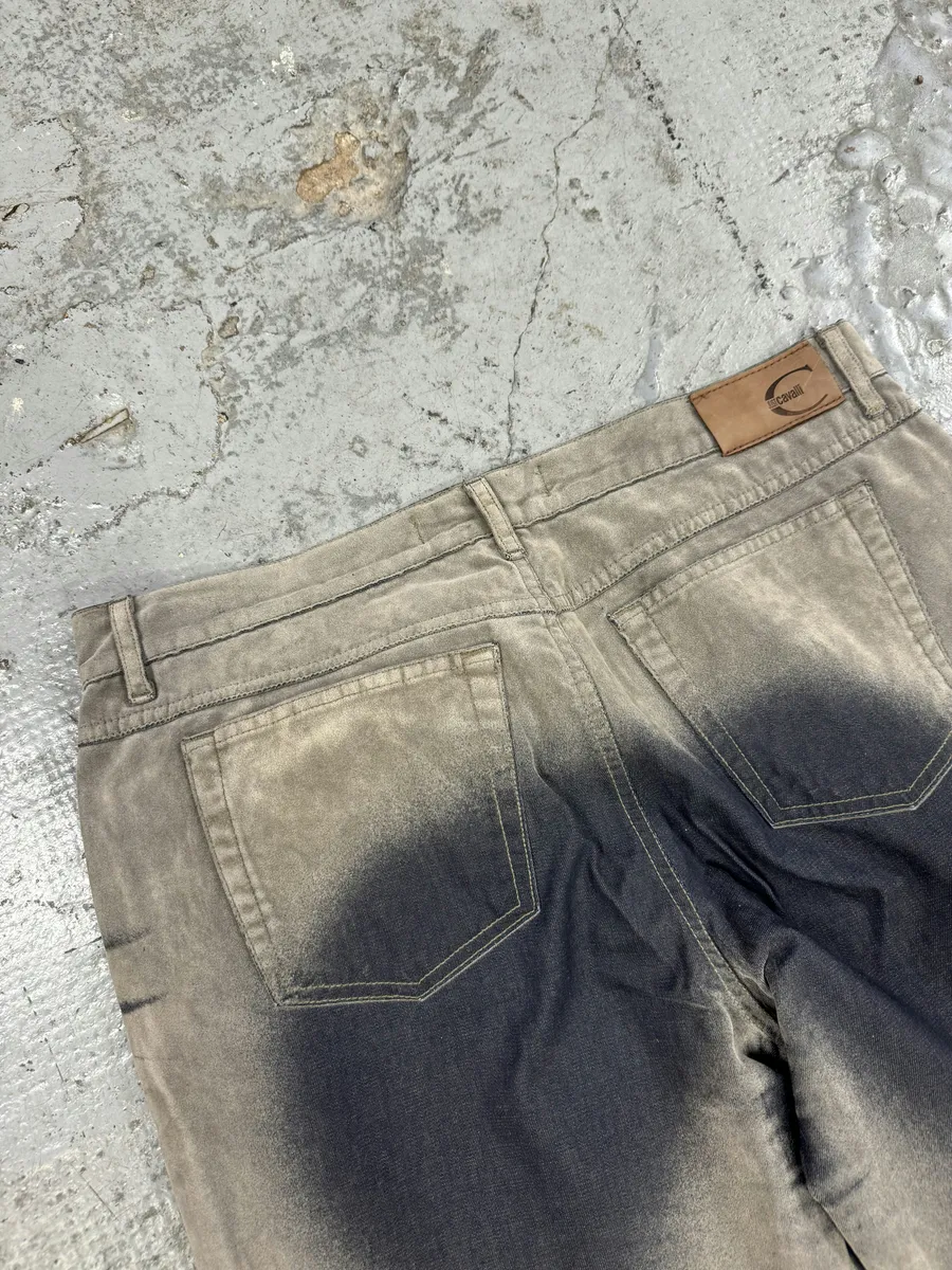AW2004 Cavalli Overprint Grey Velvet Pants - Image 7