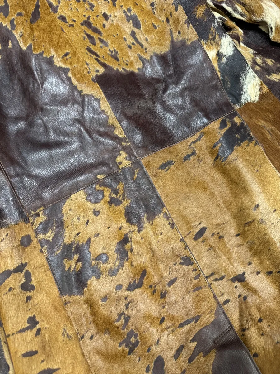 AW2004 Cavalli Pony Hair Cowhide Leather Brown Long Trench Jacket - Image 6