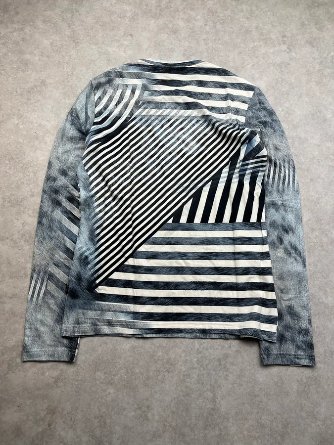 AW2004 Cavalli Stripes & Fur Effect Blue Longsleeve - Image 7
