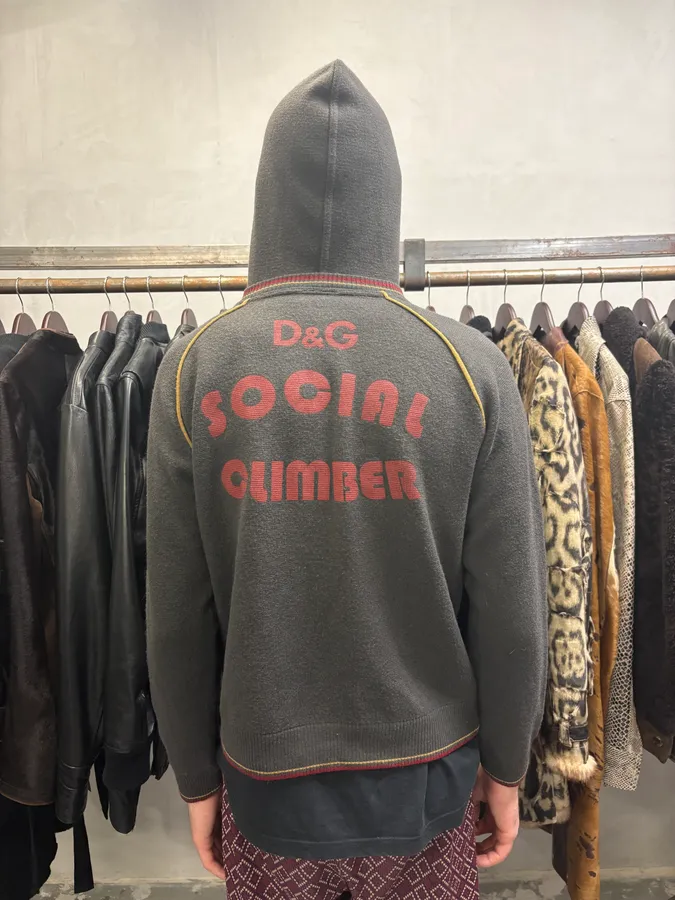 AW2004 Dolce & Gabbana Always Good Brown Hooded Zip-Up Sweater - Image 3