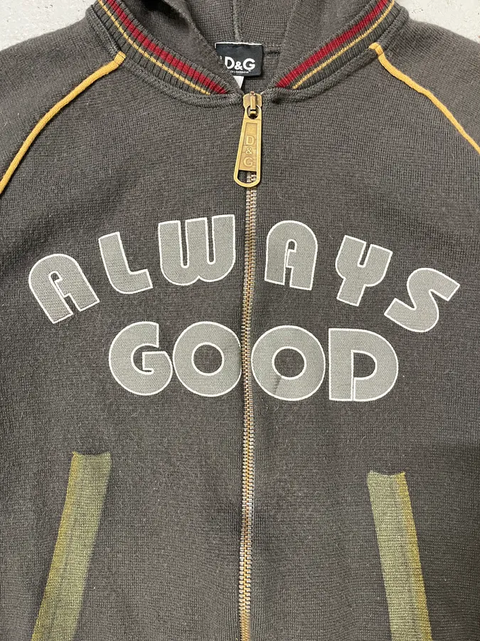 AW2004 Dolce & Gabbana Always Good Brown Hooded Zip-Up Sweater - Image 7