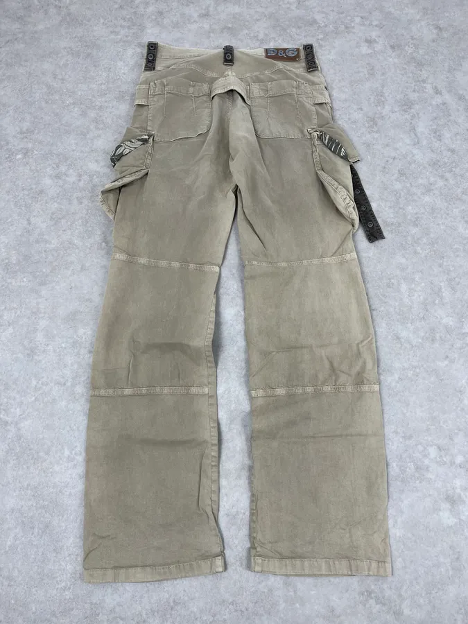 AW2004 Dolce & Gabbana Beige Aviator Parachute Cargo Pants - Image 7