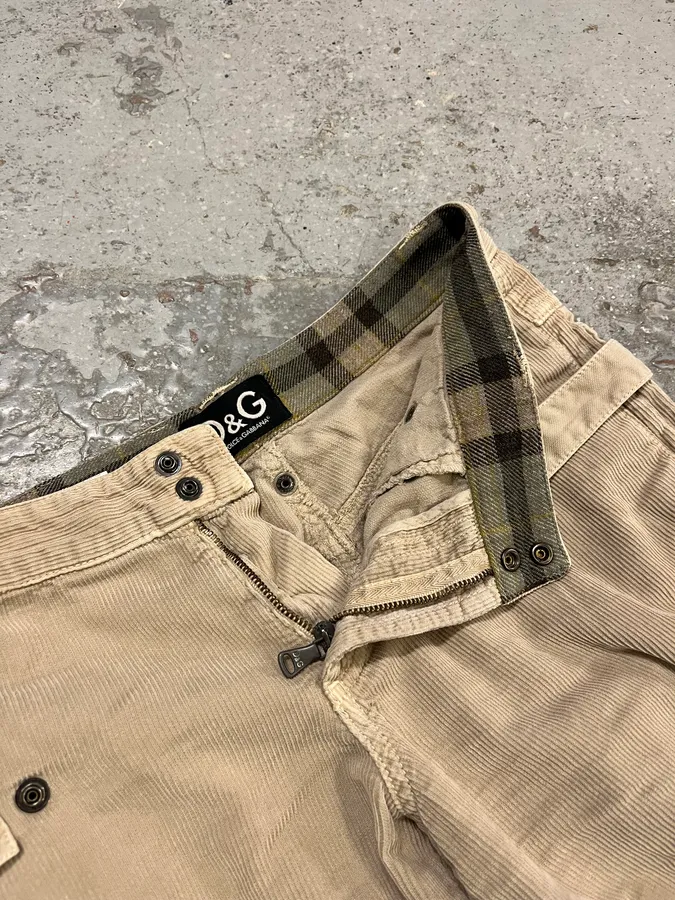 AW2004 Dolce & Gabbana Beige Corduroy Multi-Pocket Cargo Pants - Image 10