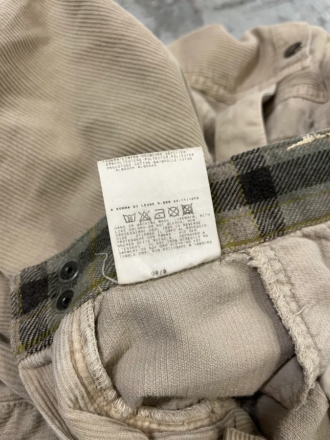 AW2004 Dolce & Gabbana Beige Corduroy Multi-Pocket Cargo Pants - Image 13