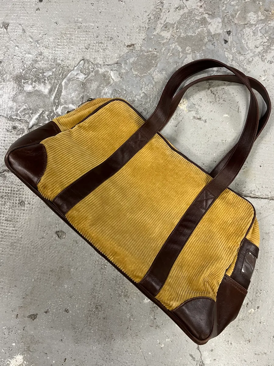 AW2004 Dolce & Gabbana Beige Velvet & Brown Leather Daily Bag