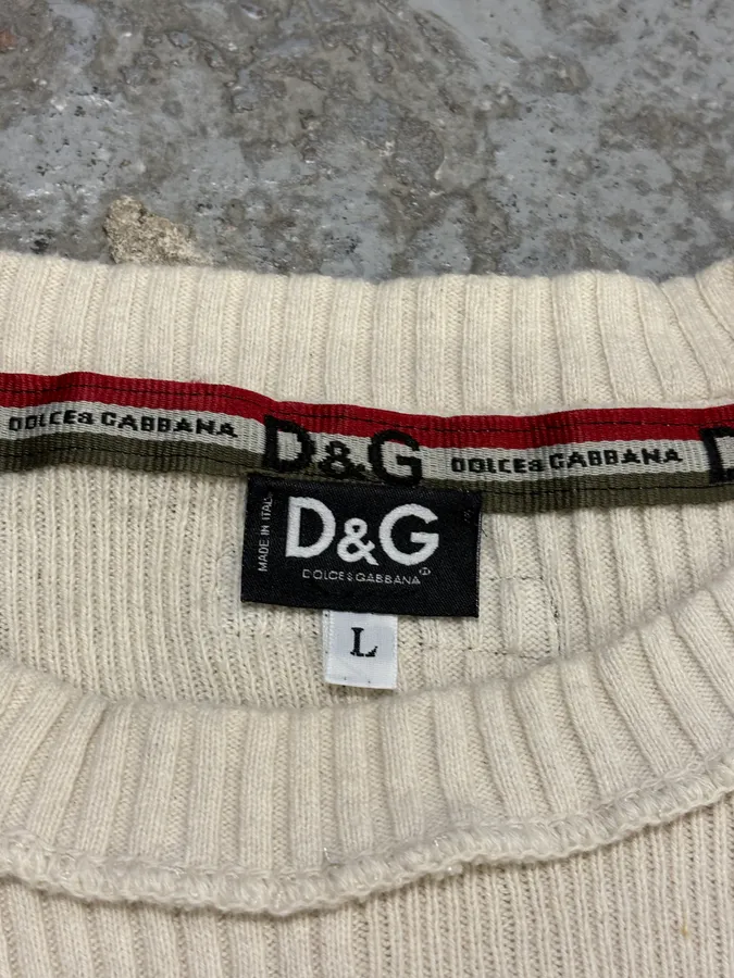 AW2004 Dolce & Gabbana Beige Wool Sweater - Image 7