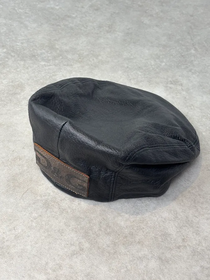 AW2004 Dolce & Gabbana Black Premium Leather Cap