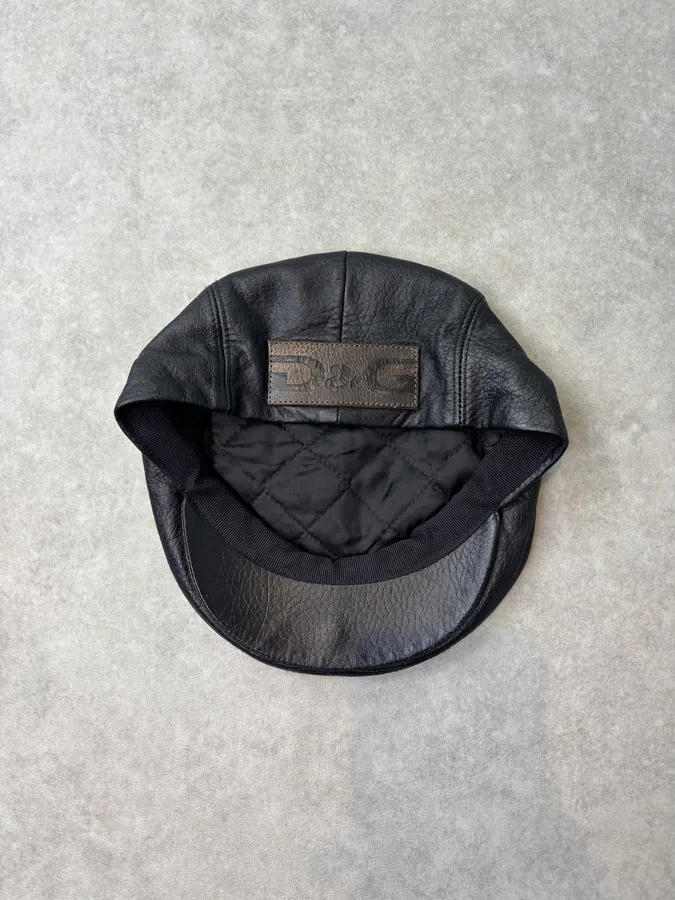 AW2004 Dolce & Gabbana Black Premium Leather Cap - Image 5