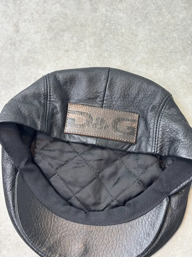 AW2004 Dolce & Gabbana Black Premium Leather Cap - Image 6
