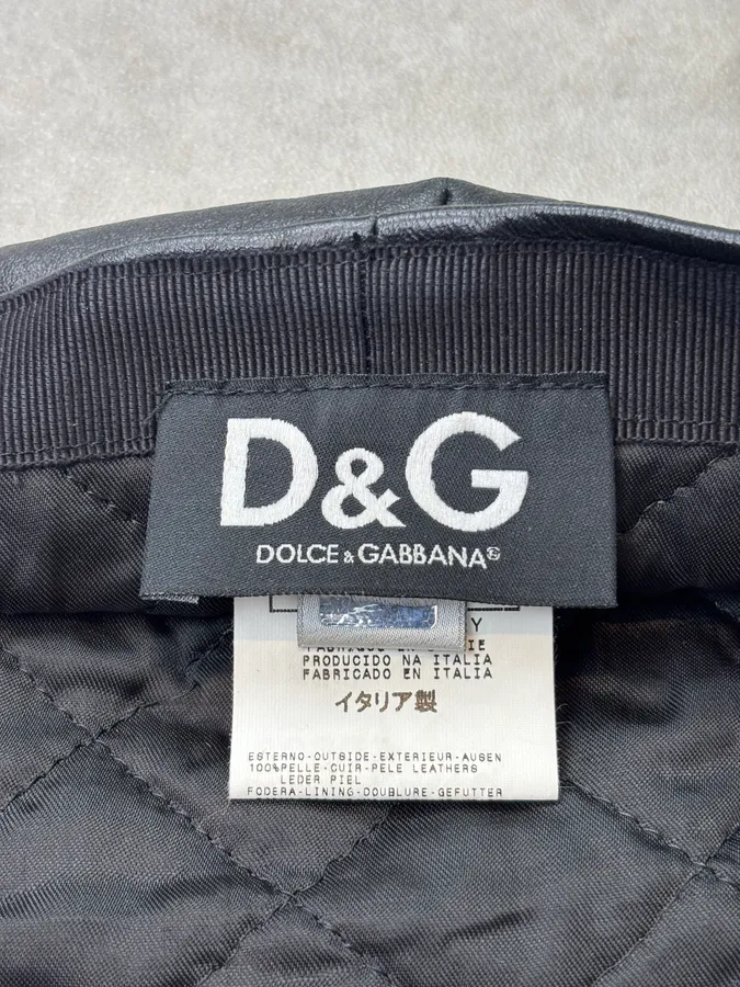 AW2004 Dolce & Gabbana Black Premium Leather Cap - Image 7